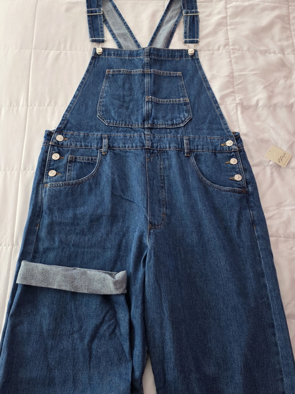 Free People Dark Blue Denim Overalls